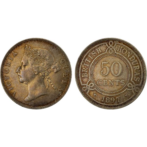 BRITISH HONDURAS: Victoria, 1837-1901, AR 50 cents, 1897, EF-AU