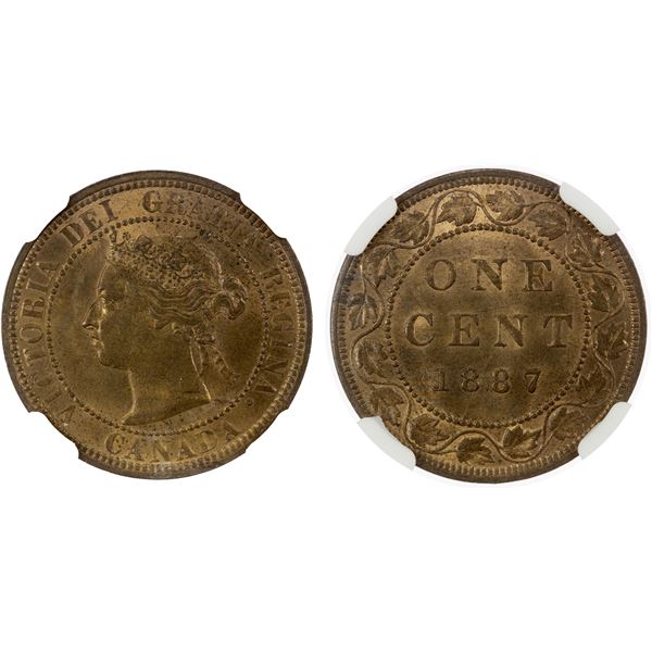 CANADA: Victoria, 1837-1901, AE cent, 1887, NGC MS65 RB