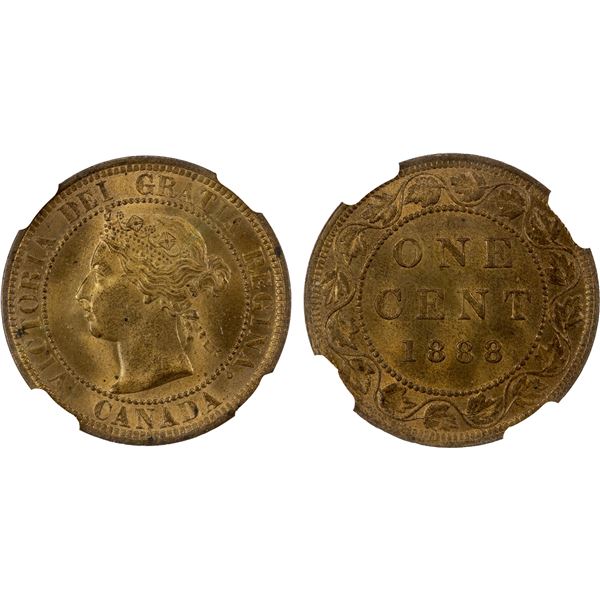CANADA: Victoria, 1837-1901, AE cent, 1888, NGC MS65 RB