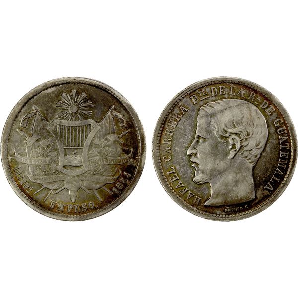 GUATEMALA: Republic, AR peso, 1864, AU