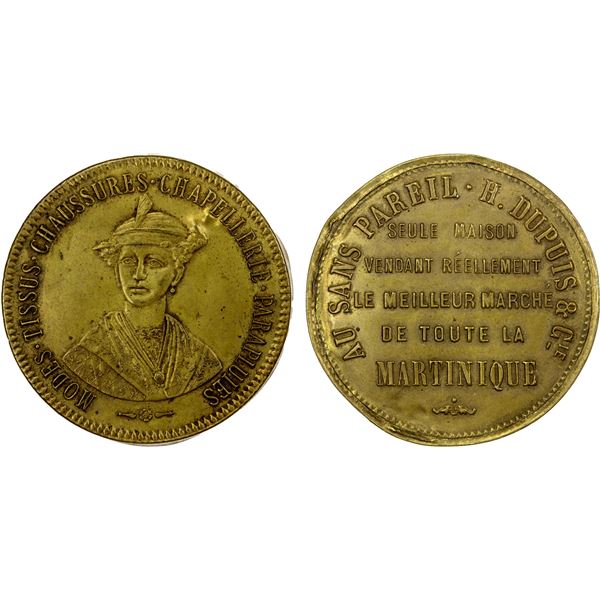 MARTINIQUE: brass jeton, ND (ca. 1910), EF