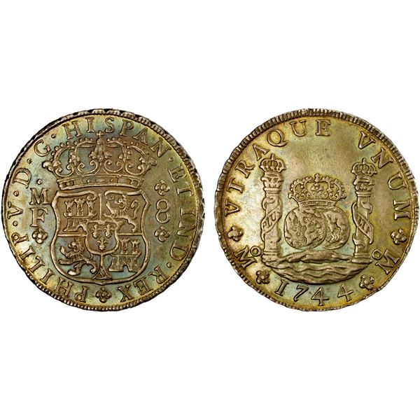 MEXICO: Felipe V, 1700-1746, AR 8 reales, 1744, EF-AU