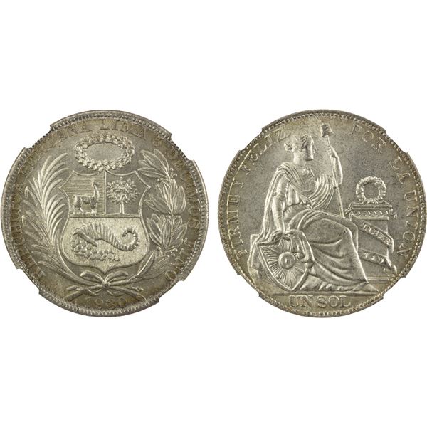 PERU: Republic, AR sol, Lima, 1930, NGC MS64