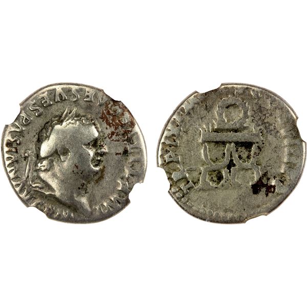 ROMAN EMPIRE: Titus, augustus, 79-81 AD, AR denarius, Rome, 80 AD, NGC Fine