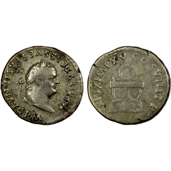 ROMAN EMPIRE: Titus, 79-81 AD, AR denarius (3.12g), Rome, 80 AD, F-VF