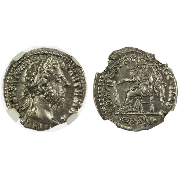 ROMAN EMPIRE: Marcus Aurelius, 161-180 AD, AR denarius, Rome, 168-169 AD, NGC AU