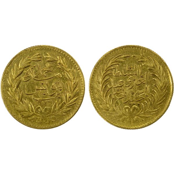TUNIS: Muhammad Bey, 1855-1859, AV 10 piastres (1.67g), Tunis, AH1272, AU