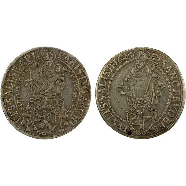 AUSTRIA: SALZBURG: Paris von Lodron, 1619-1653, AR thaler (28.69g), 1626, VF