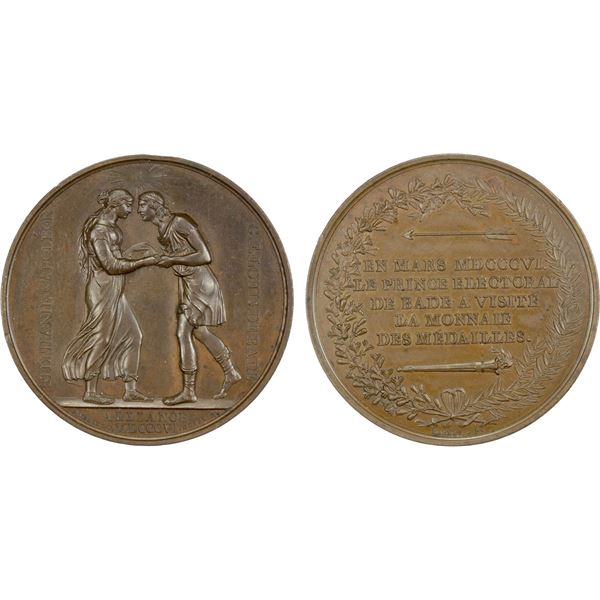 FRANCE: Napoleon I, emperor, 1804-1814, AE medal (34.69g), 1806, Choice UNC