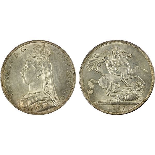 GREAT BRITAIN: Victoria, 1837-1901, AR crown, 1887, AU