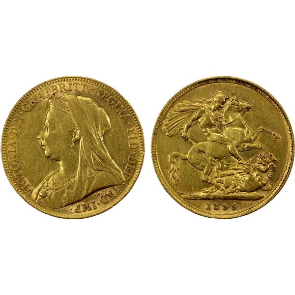 GREAT BRITAIN: Victoria, 1837-1901, AV sovereign, 1899, Choice VF-EF