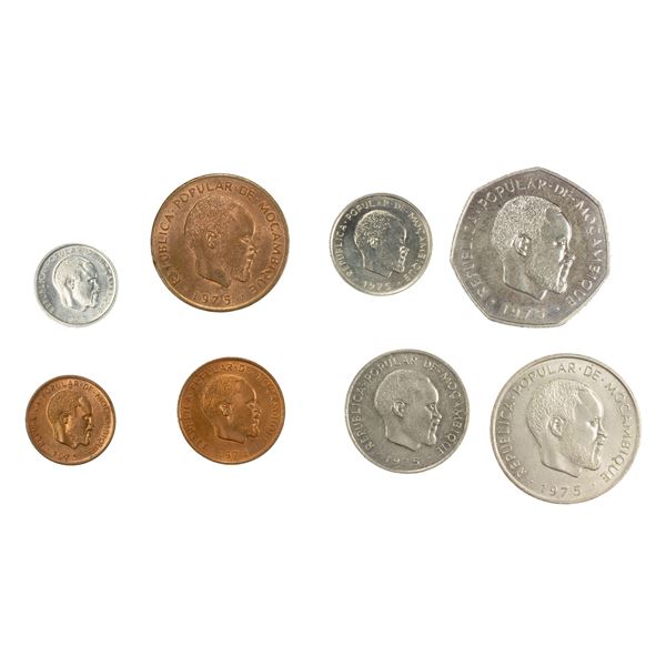 MOZAMBIQUE: SET of 8 coins, 1975