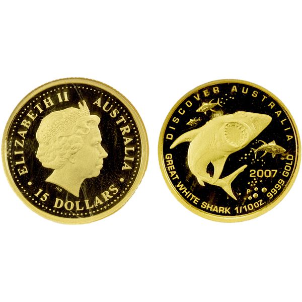 AUSTRALIA: Elizabeth II, 1952-2022, AV 15 dollars, 2007-P, NGC PF69 Ultra Cameo