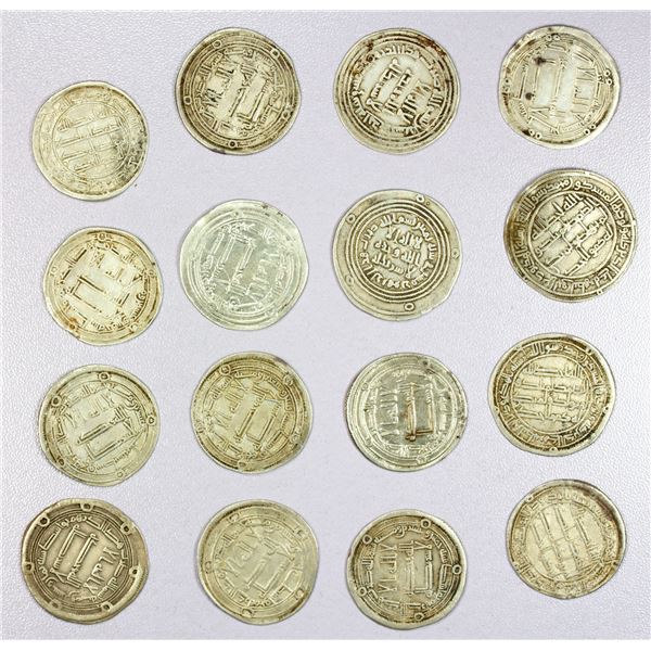 ISLAMIC: UMAYYAD: LOT of 16 silver dirhams