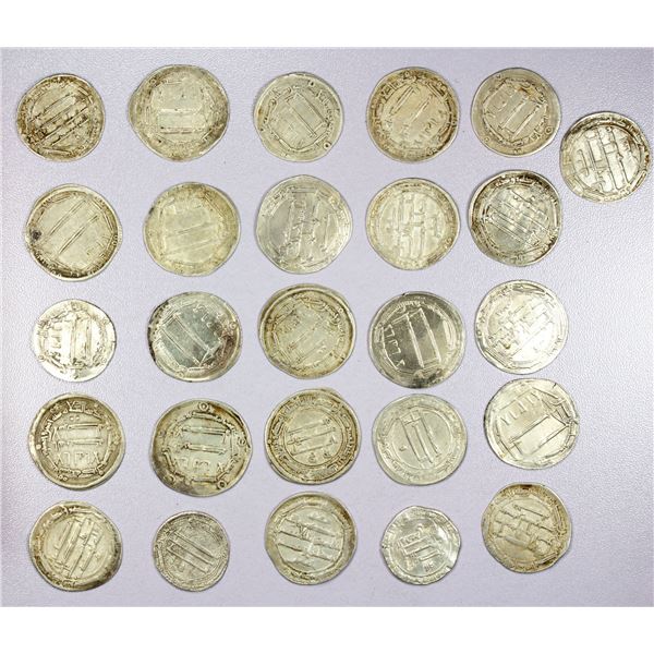 ISLAMIC: ABBASID: LOT of 26 silver dirhams