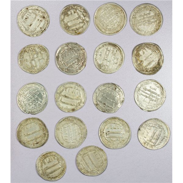 ISLAMIC: ABBASID: LOT of 18 silver dirhams