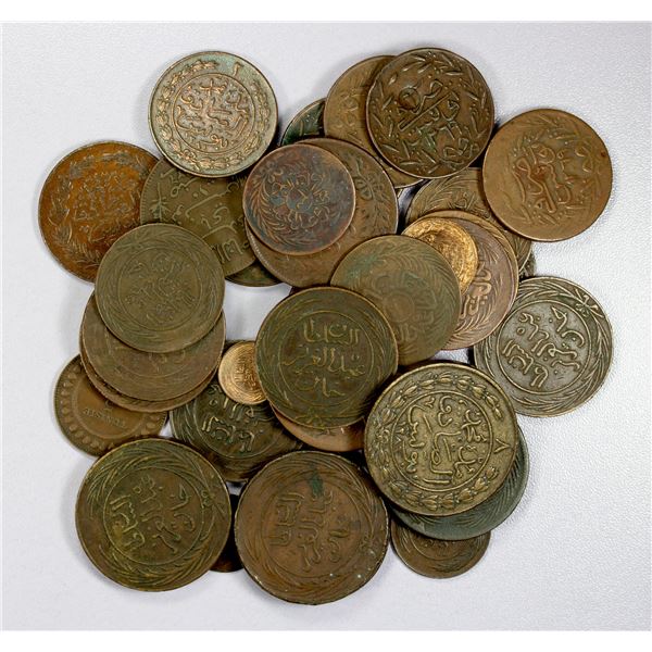 ISLAMIC: TUNIS: LOT of 34 copper coins