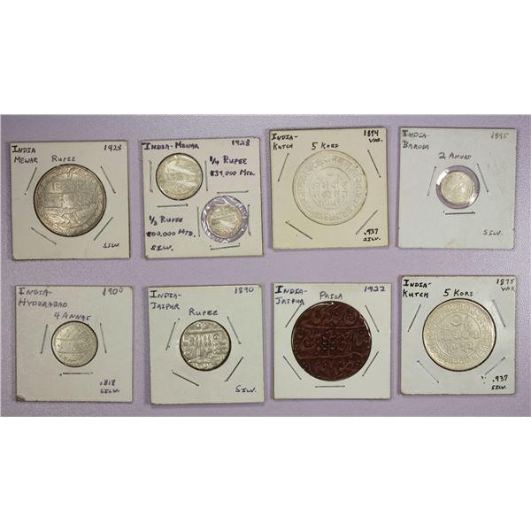 INDIA: INDIAN STATES: LOT of 9 coins