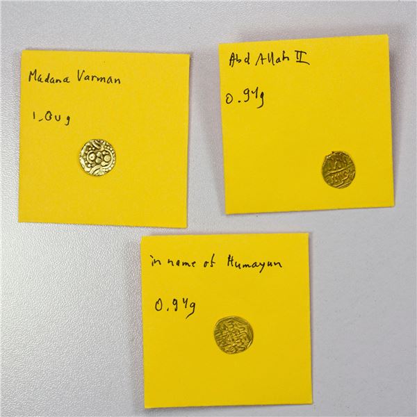 INDIA: LOT of 3 small gold coins