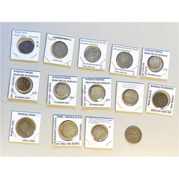 INDIA, etc.: LOT of 14 silver coins