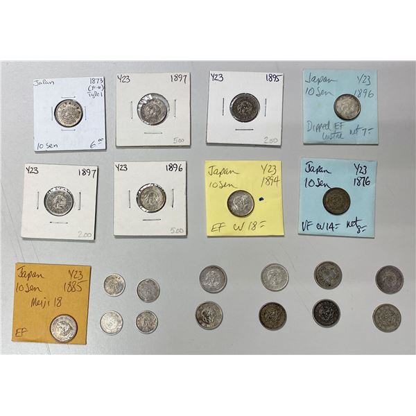 ASIA: Japan, LOT of 21 coins