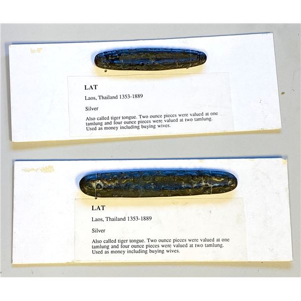 ASIA: Laos, LOT of 2 tiger tongue money