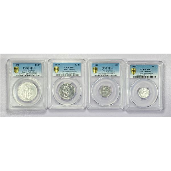 PACIFIC: New Caledonia, LOT of 4 coins