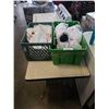 Image 1 : TOTE OF LACES AND CRATE OF PLASTIC BAGS