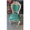 Image 8 : MORIS CRAFT FURNITURE DINING TABLE WITH GLASSTYOP AND 4 STUDDED CHAIRS