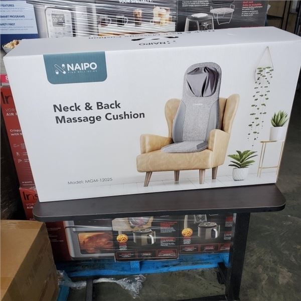 NEW NAIPO NECK AND BACK MASSAGE CUSHION, RETAIL $249