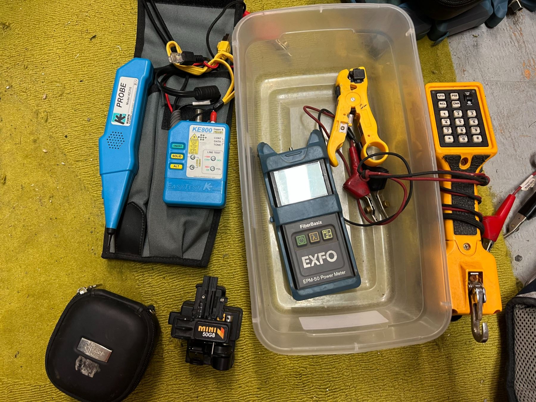 TELECOM KIT WITH EXFO EPM-50 FIBER OPTIC POWER METER, KURTH PROBE MODEL ...