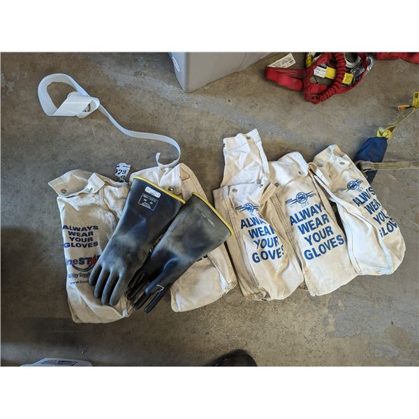 5 BAGS WITH LINESPERSON GLOVES. GLOVES WITHSTAND UP TO 10,000 VOLTS