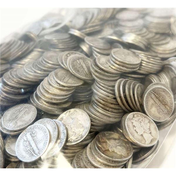 United States Constitutional 90% Silver 1916-1945 Mercury 10 Cent $100 (1,000-coins)