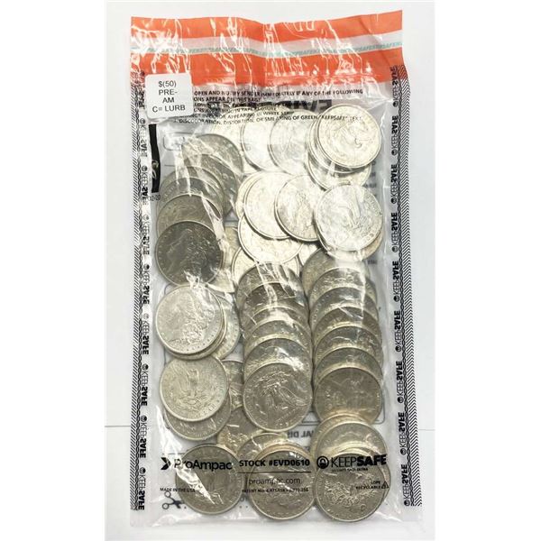(50) Morgan Silver Dollars Almost Mint 1878-1904