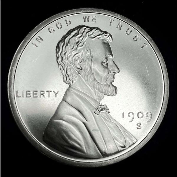1909-S Lincoln VDB Wheat Cent Design Proof 1 ozt .999 Silver