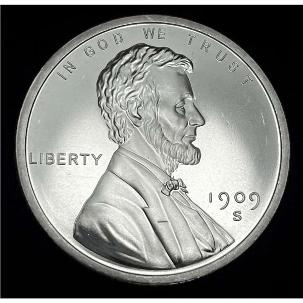 1909-S Lincoln VDB Wheat Cent Design Proof 1 ozt .999 Silver