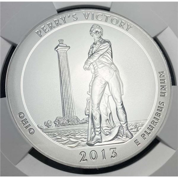 2013-P 5 ozt Peace Memorial Silver 25c NGC SP70 Signed By Mike Castle