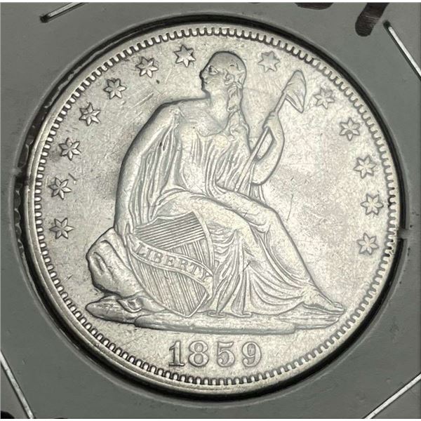 1859 Seated Liberty Silver Half Dollar