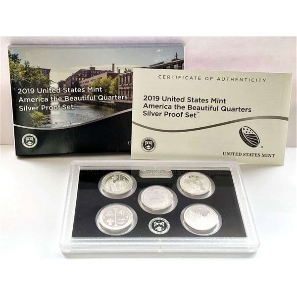 2019 United States Mint America The Beautiful Quarter Silver Proof Set (5-coins)