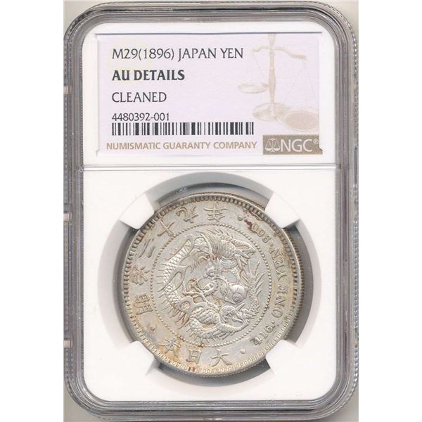 M29(1896) Japan Yen NGC AU Details Cleaned