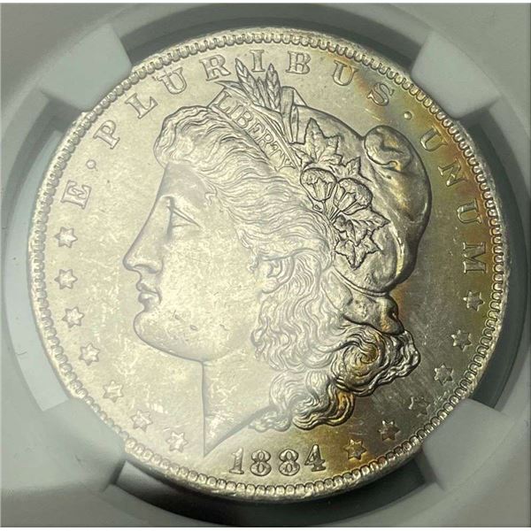 Monster Rainbow 1884-O Morgan Silver Dollar NGC MS64