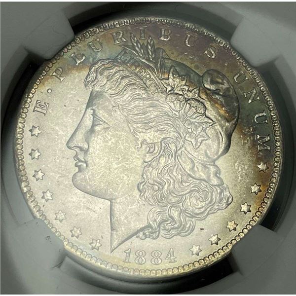 Monster Rainbow 1884-O Morgan Silver Dollar NGC MS64