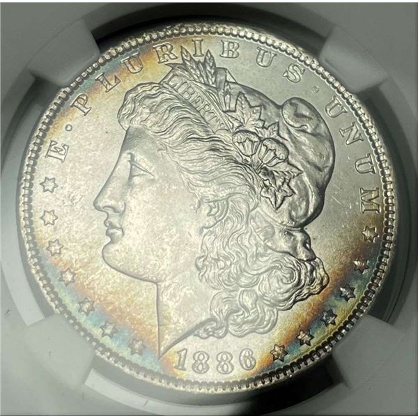 Monster Rainbow 1886 Morgan Silver Dollar NGC MS63
