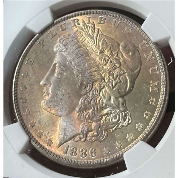 Monster Rainbow 1886 Morgan Silver Dollar NGC MS63