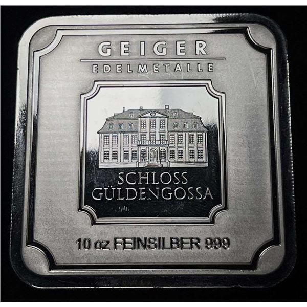 Geiger Edelmetalle Schloss Guldengossa 10 ozt .999 Silver Bar