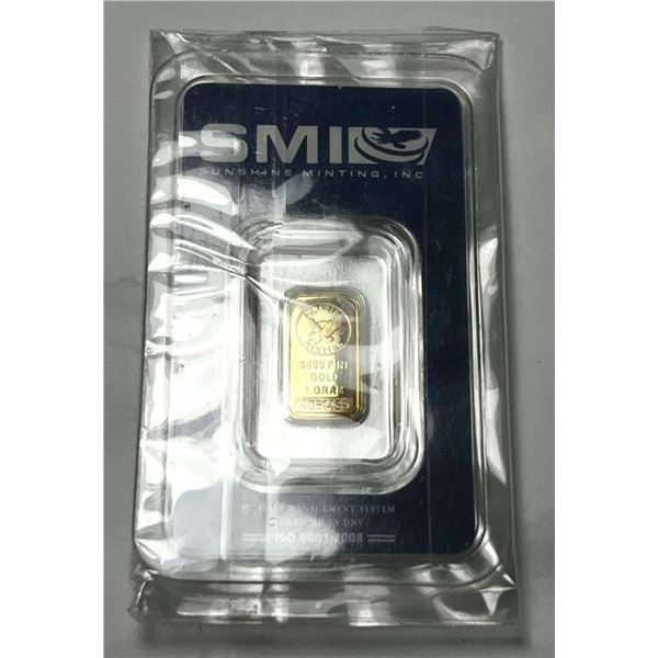 Sunshine Minting 1 Gram .9999 Gold Bar