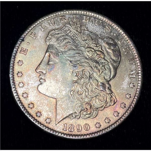 Rainbow Beautiful Toning Morgan 1890 Silver Dollar MS64