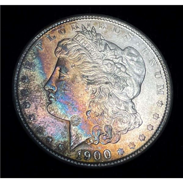 Monster Rainbow Toning 1900 Morgan Silver Dollar MS64