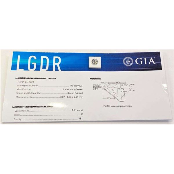 2.61 Carat Round Diamond "E" Color, "VS1" Clarity GIA