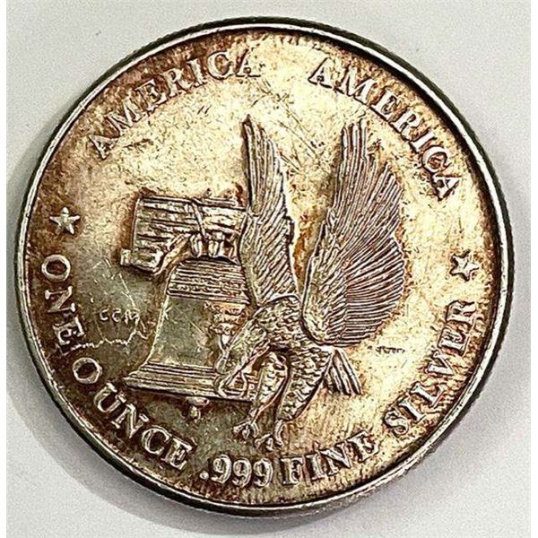 "America America" Toned 1 ozt .999 Silver Trade Unit